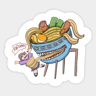 Cartoon Ramen Noodle Monster Sticker